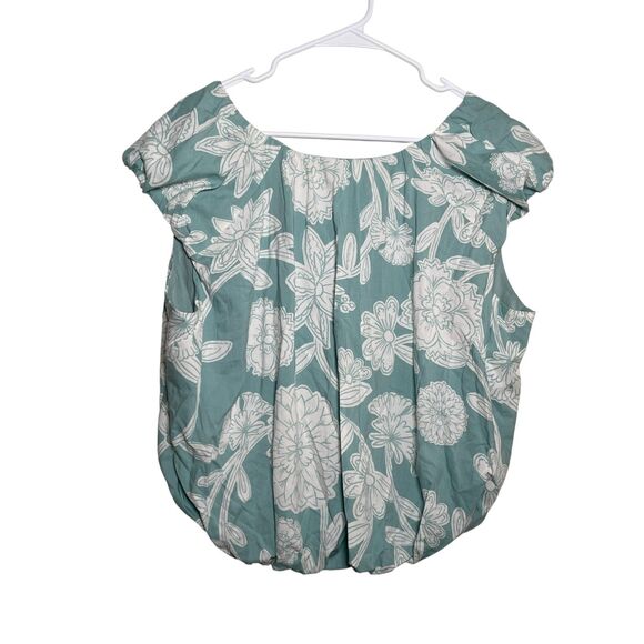 Loft Blouse Women's Large V-Neck Cap Sleeve Bubble Floral Boho Shirt Top - Picture 5 of 9
